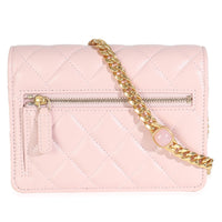 Pink Quilted Lambskin CC Pearl Enamel Clutch On Chain
