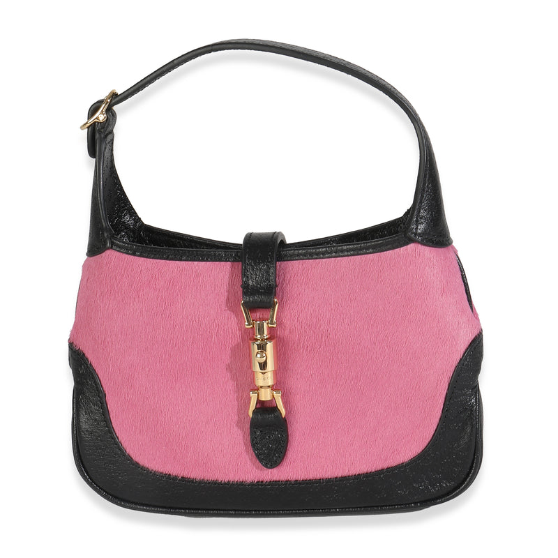 Pink Black Calf Hair Textured Dollar Calfskin Mini Jackie 1961 Hobo