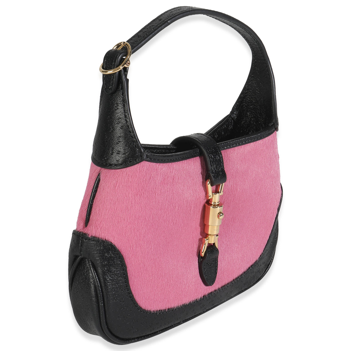 Pink Black Calf Hair Textured Dollar Calfskin Mini Jackie 1961 Hobo
