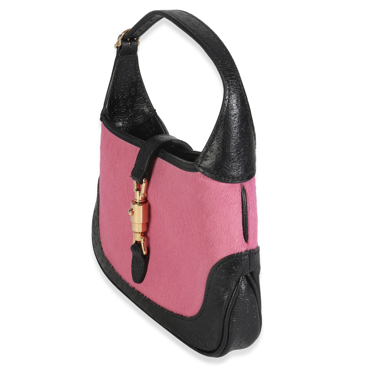 Pink Black Calf Hair Textured Dollar Calfskin Mini Jackie 1961 Hobo