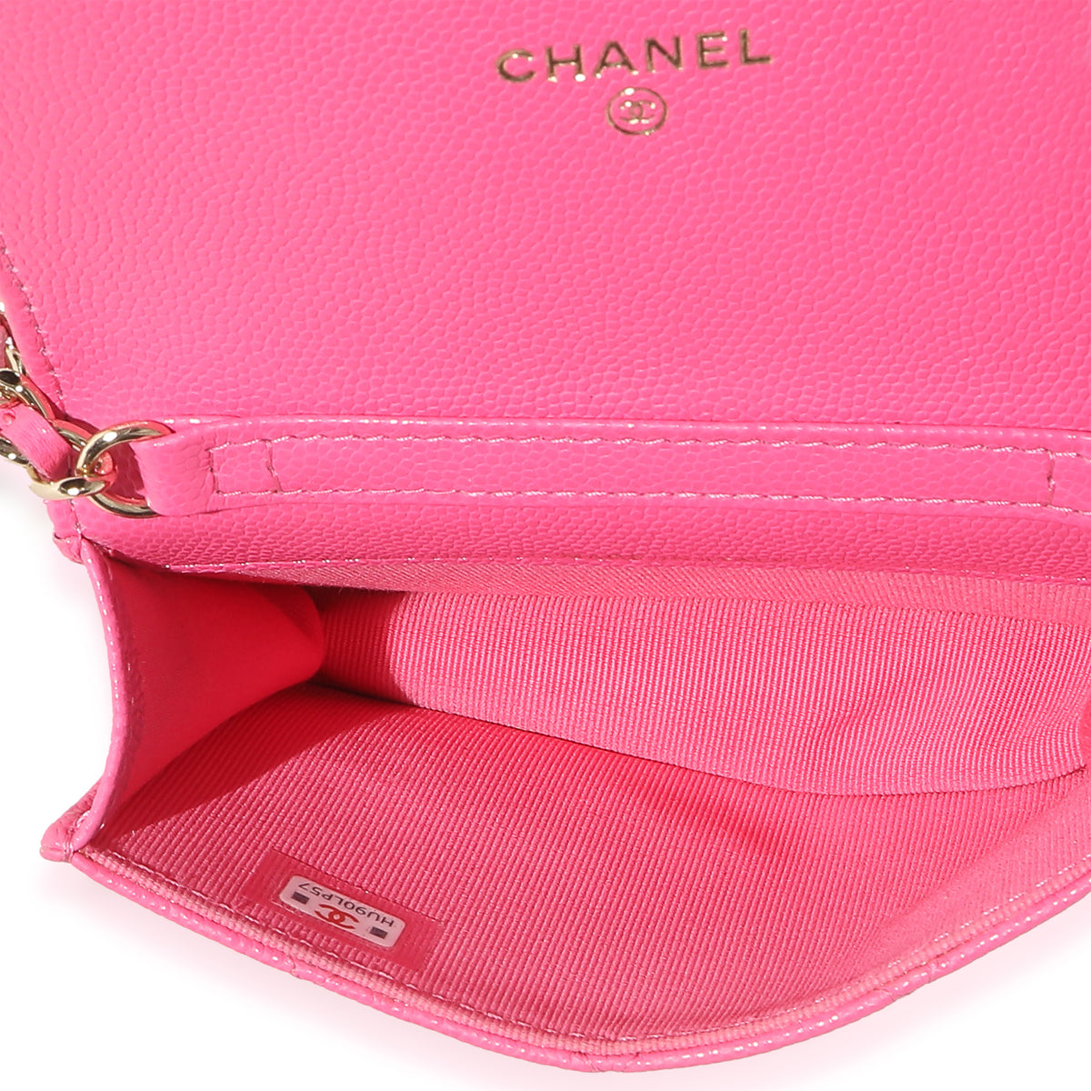 Dark Pink Quilted Caviar Mini Chain Belt Bag