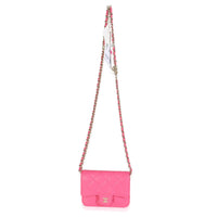 Dark Pink Quilted Caviar Mini Chain Belt Bag