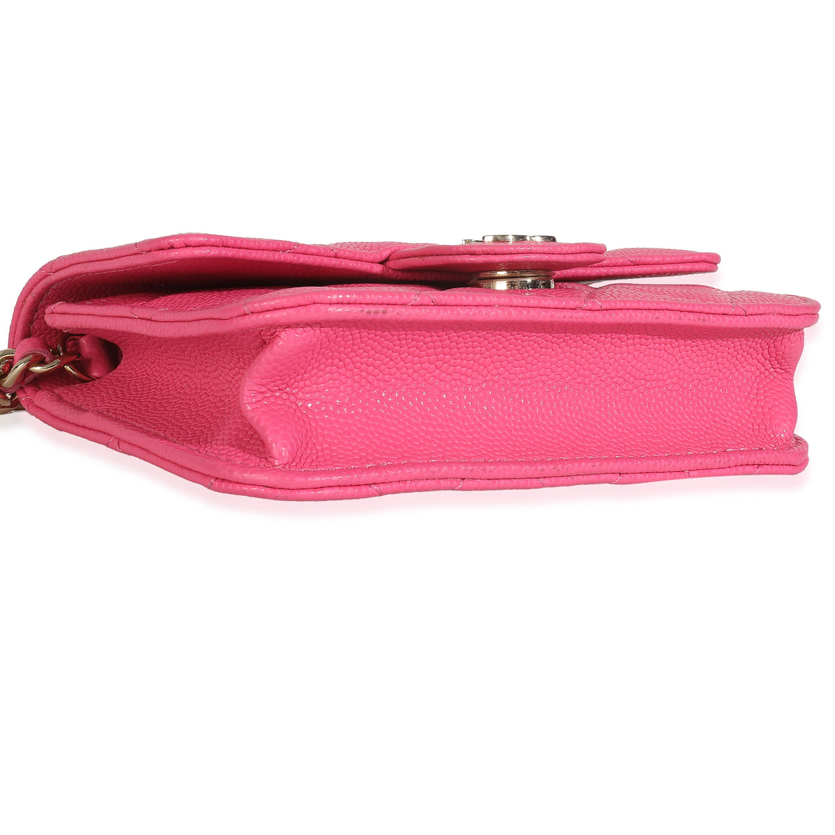 Dark Pink Quilted Caviar Mini Chain Belt Bag