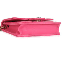 Dark Pink Quilted Caviar Mini Chain Belt Bag