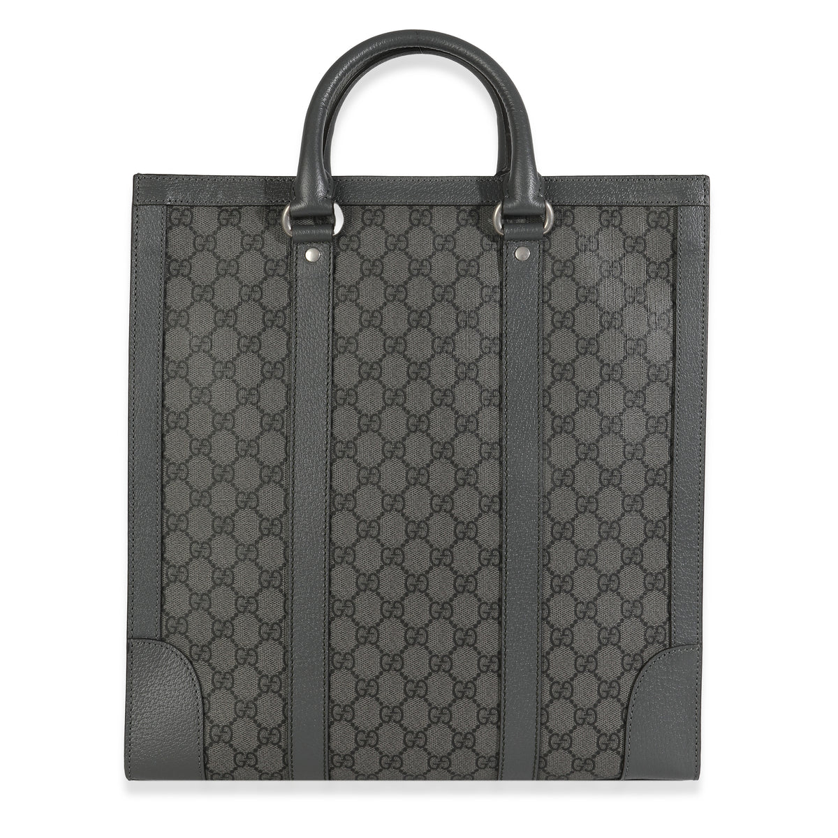 Gucci Grey Black GG Coated Canvas Ophidia Medium Tote Handbag bv