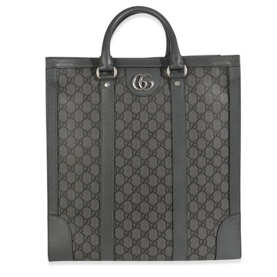 Gucci Grey Black GG Coated Canvas Ophidia Medium Tote Handbag fv
