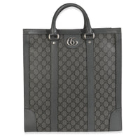 Gucci Grey Black GG Coated Canvas Ophidia Medium Tote Handbag fv