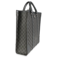 Gucci Grey Black GG Coated Canvas Ophidia Medium Tote Handbag pv