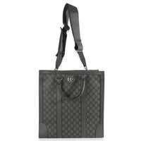 Gucci Grey Black GG Coated Canvas Ophidia Medium Tote Handbag stamp