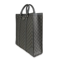 Gucci Grey Black GG Coated Canvas Ophidia Medium Tote Handbag sv