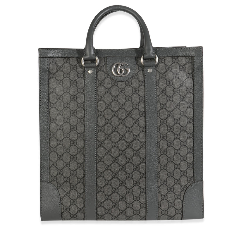 Gucci Grey Black GG Coated Canvas Ophidia Medium Tote Handbag fv