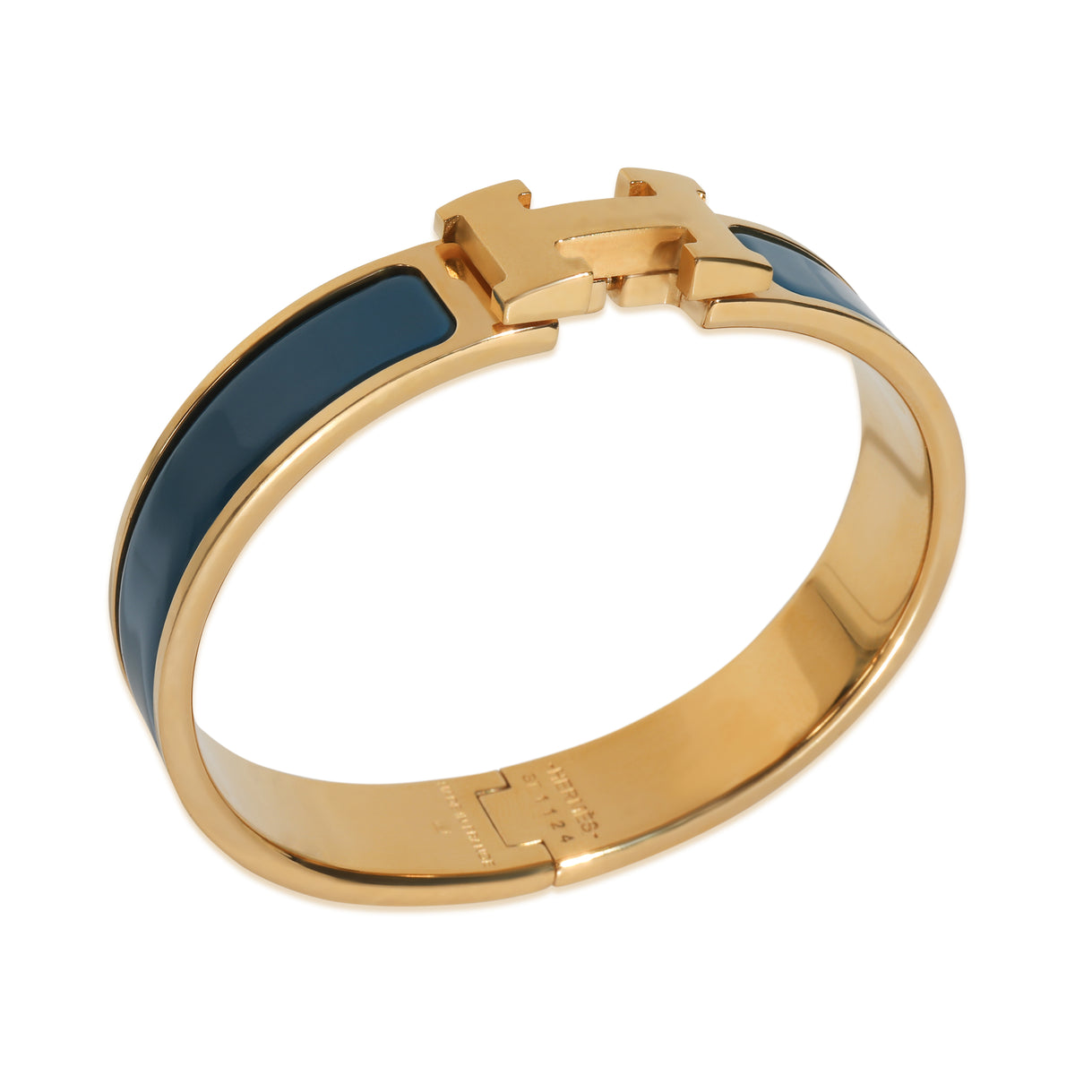 Gold-Plated  Clic H In Ultramarine Bracelet
