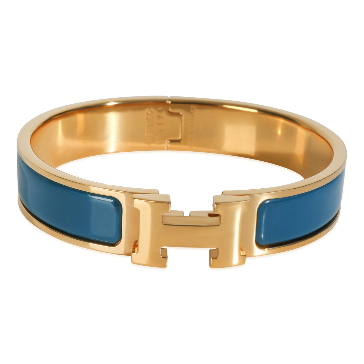 Gold-Plated  Clic H In Ultramarine Bracelet
