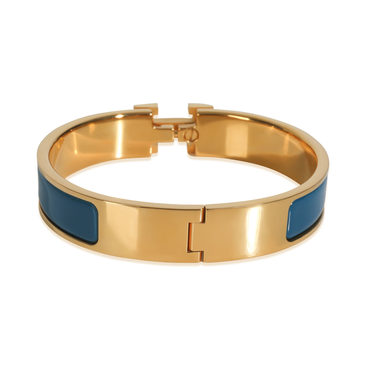 Gold-Plated  Clic H In Ultramarine Bracelet