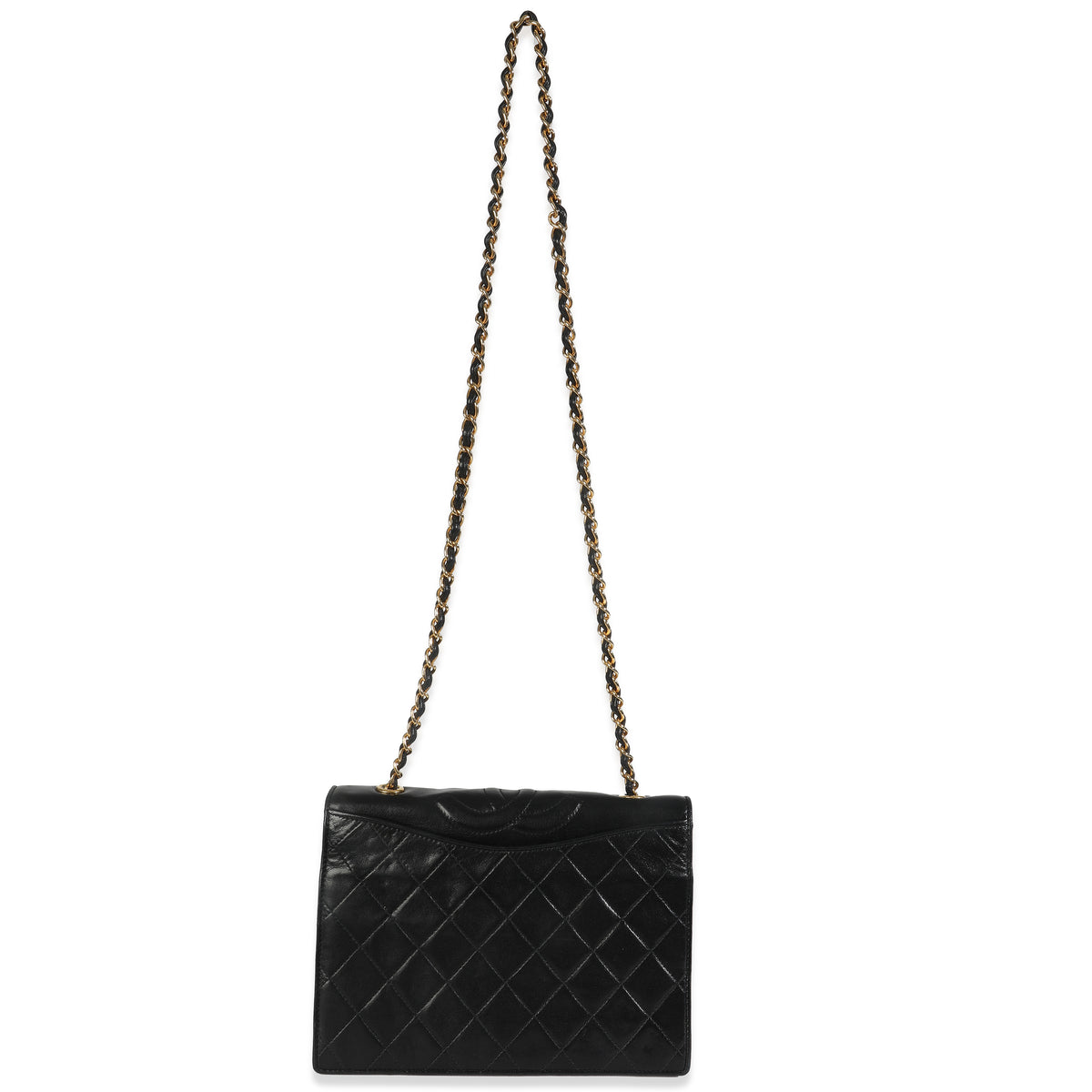Vintage Black Matelasse Quilted Lambskin Crossbody Full Flap Bag