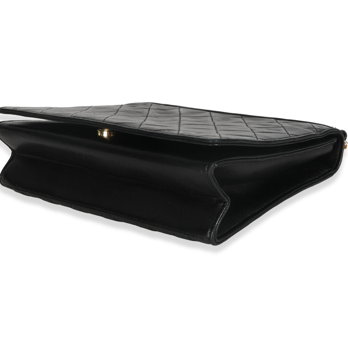 Vintage Black Matelasse Quilted Lambskin Crossbody Full Flap Bag