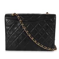 Vintage Black Matelasse Quilted Lambskin Crossbody Full Flap Bag