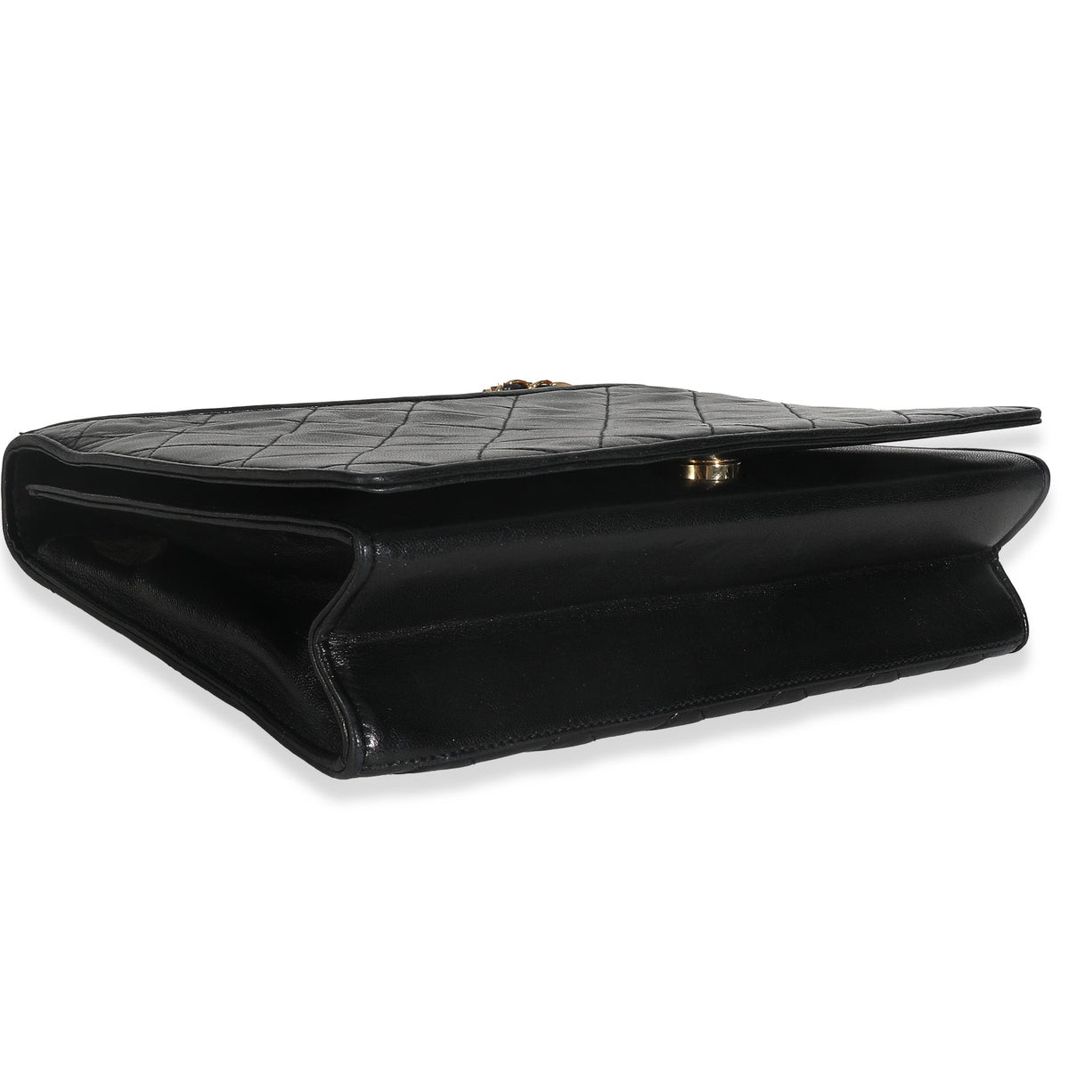 Vintage Black Matelasse Quilted Lambskin Crossbody Full Flap Bag