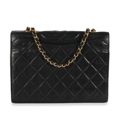 Vintage Black Matelasse Quilted Lambskin Crossbody Full Flap Bag