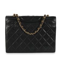 Vintage Black Matelasse Quilted Lambskin Crossbody Full Flap Bag