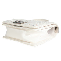 White Multicolor Lambskin Sequin Embroidered Small Boy Bag