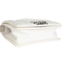 White Multicolor Lambskin Sequin Embroidered Small Boy Bag