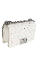 White Multicolor Lambskin Sequin Embroidered Small Boy Bag