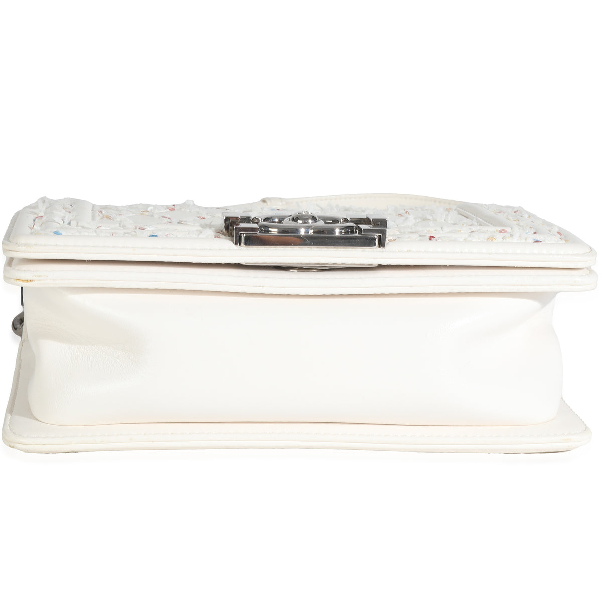 White Multicolor Lambskin Sequin Embroidered Small Boy Bag