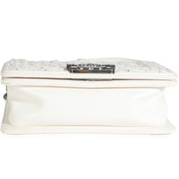 White Multicolor Lambskin Sequin Embroidered Small Boy Bag