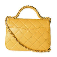 Yellow Quilted Lambskin Small Chain Infinity Top Handle Flap