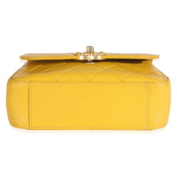 Yellow Quilted Lambskin Small Chain Infinity Top Handle Flap