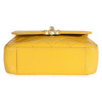 Yellow Quilted Lambskin Small Chain Infinity Top Handle Flap
