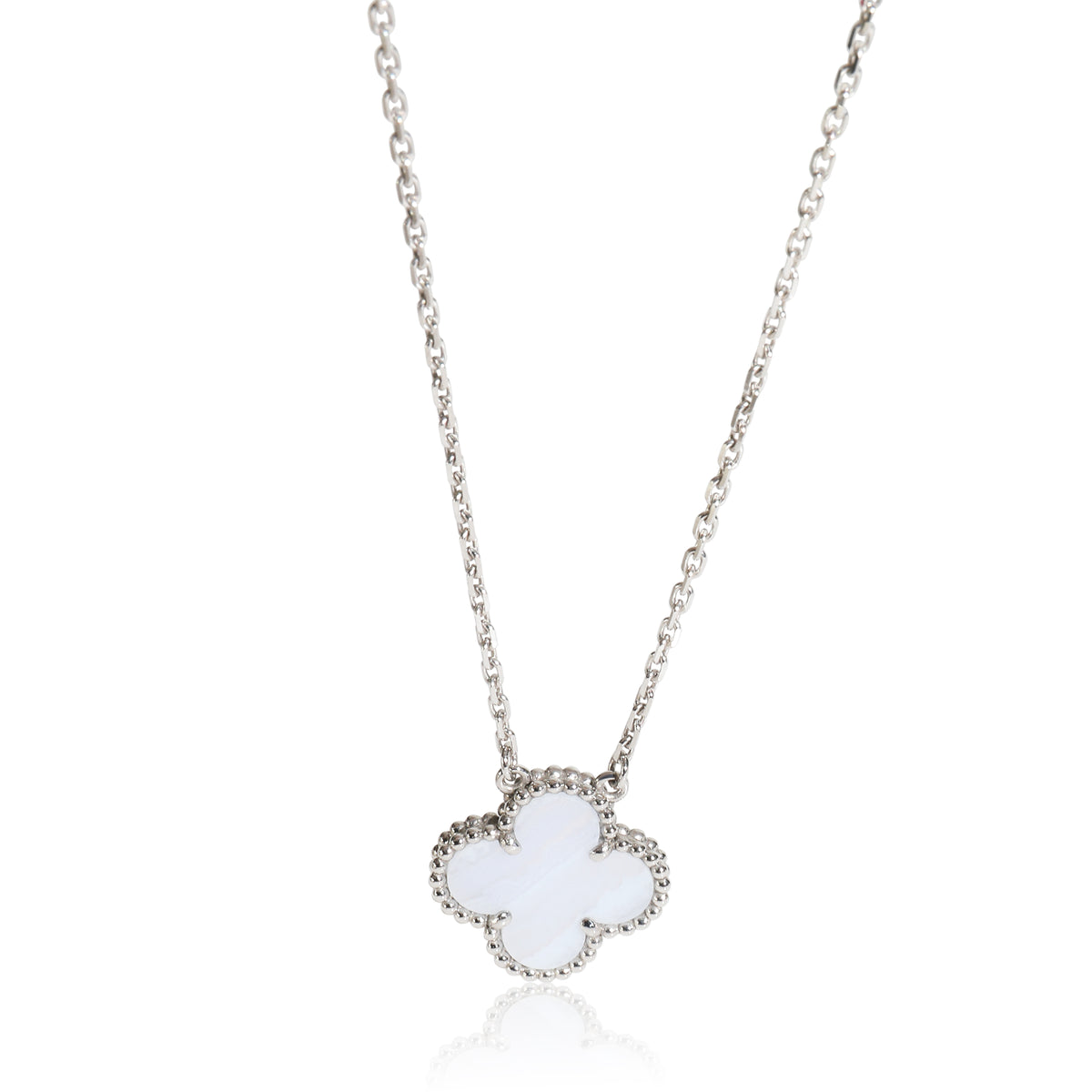 White Gold Chalcedony Vintage Alhambra Pendant