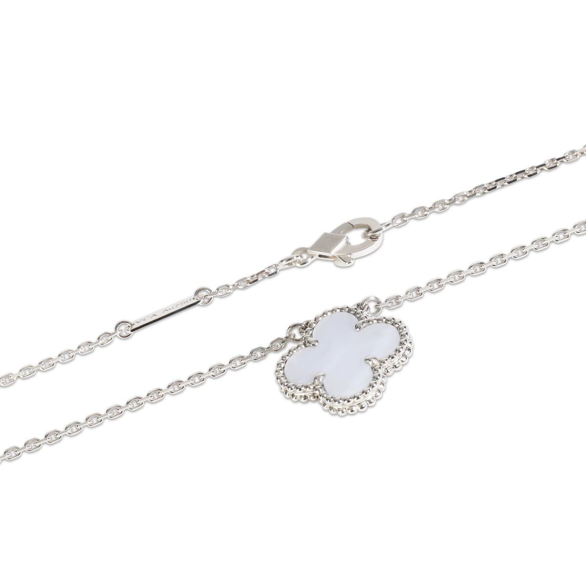 White Gold Chalcedony Vintage Alhambra Pendant