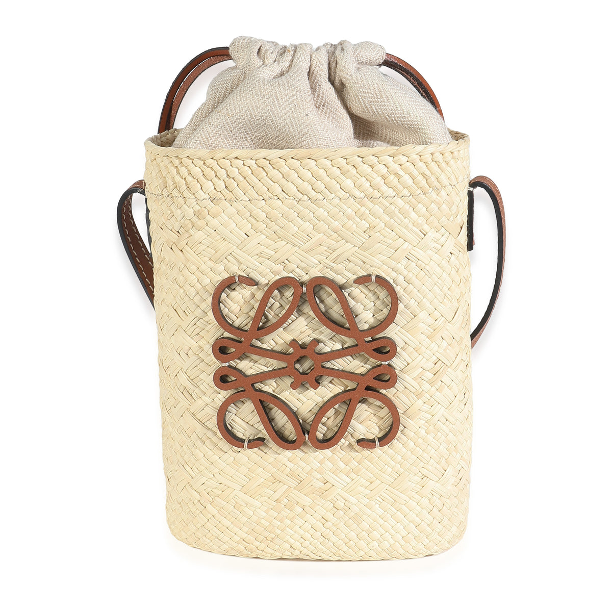 Iraca Palm Brown Calfskin Square Pocket Crossbody