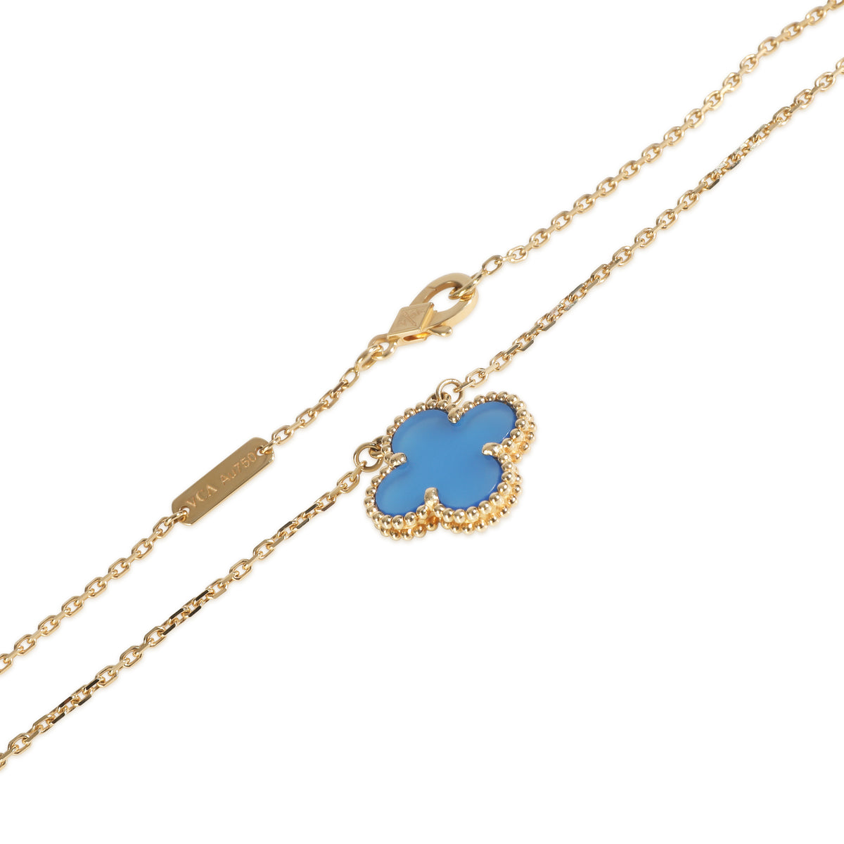 Yellow Gold Agate Vintage Alhambra Pendant