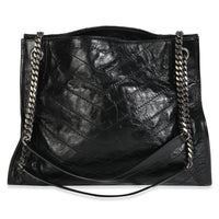 Black Crinkled Calfskin Matelasse Monogram Niki Shopper Tote