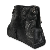 Black Crinkled Calfskin Matelasse Monogram Niki Shopper Tote
