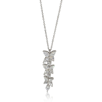 Platinum Diamond Victoria Mixed Cluster Drop Pendant