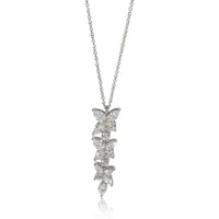 Platinum Diamond Victoria Mixed Cluster Drop Pendant