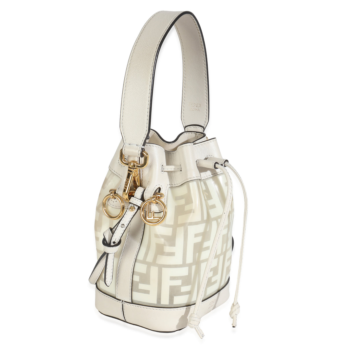 White TPU FF Vitello Grace F is Fendi Mini Mon Tresor Bucket Bag