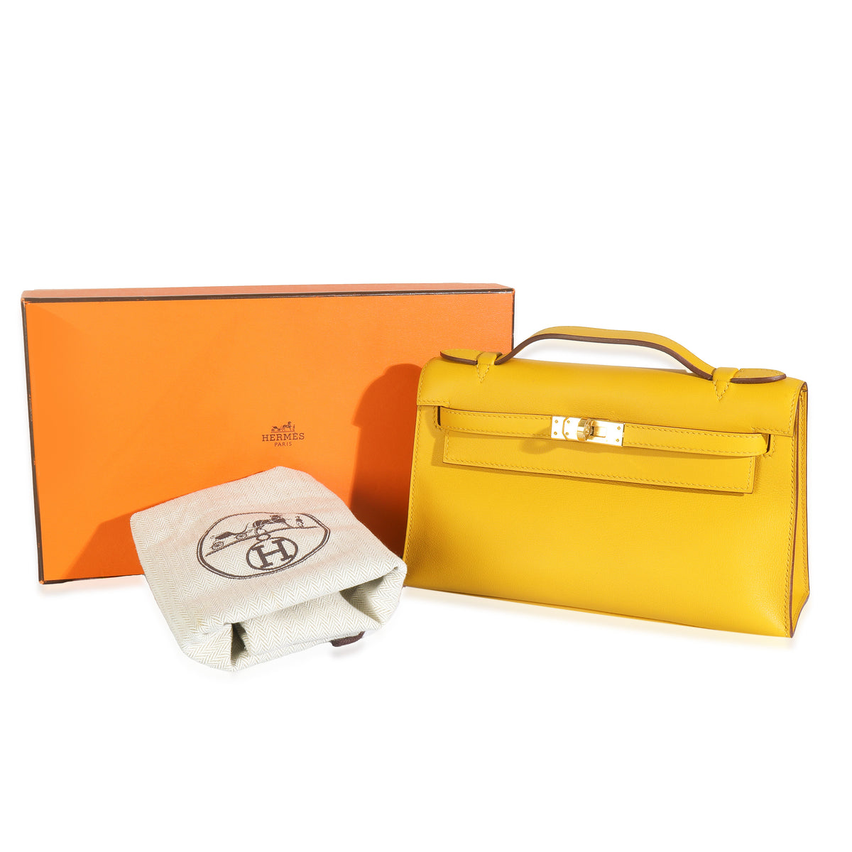Jaune Ambre Swift Kelly Pochette GHW