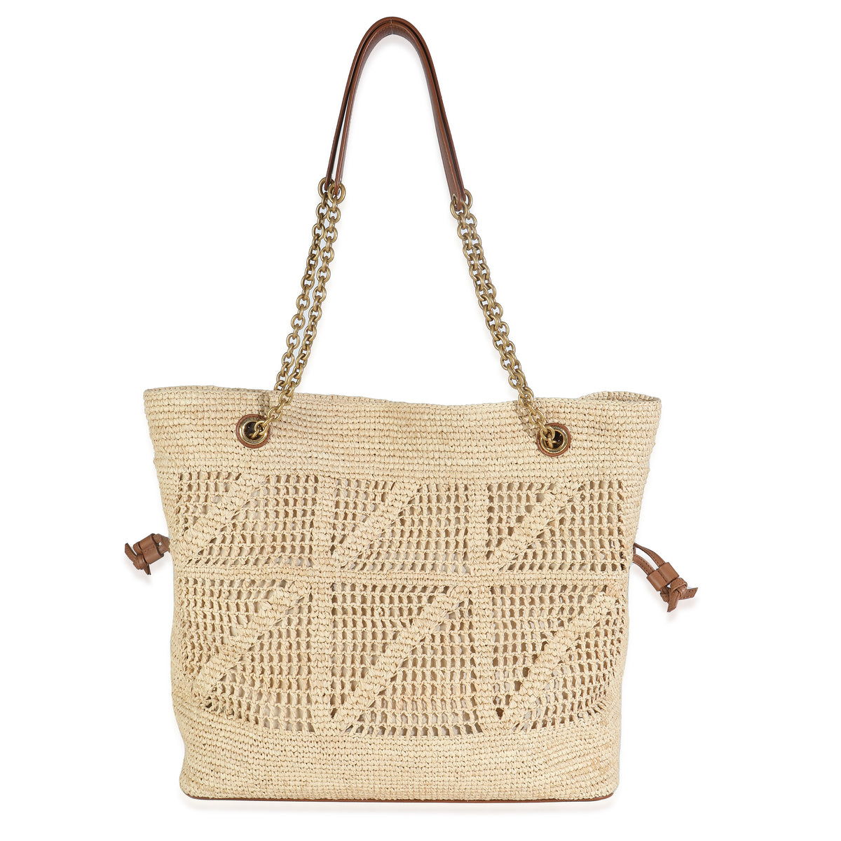 Beige Raffia Jamie Shopping Tote Bag