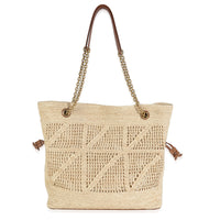 Beige Raffia Jamie Shopping Tote Bag