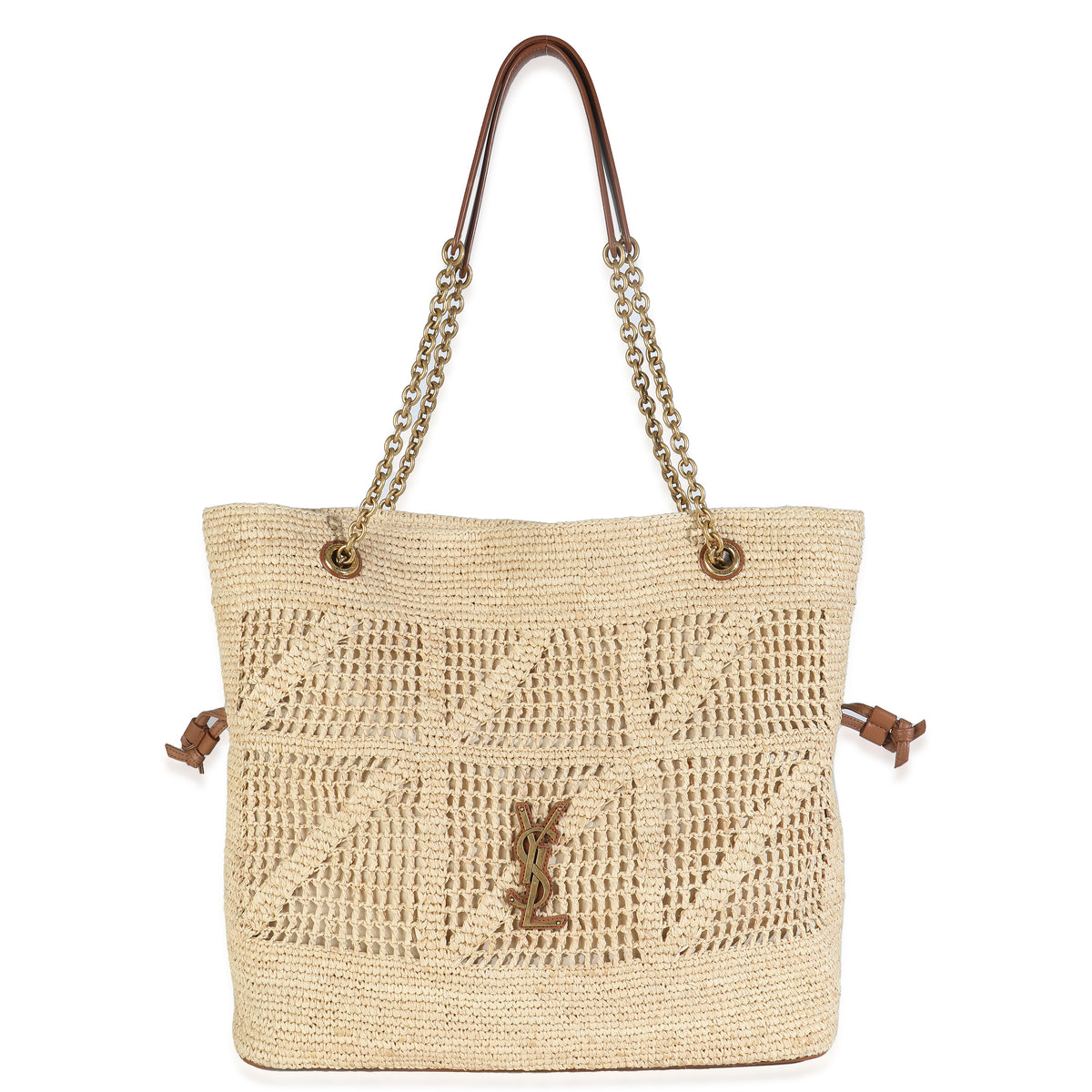 Beige Raffia Jamie Shopping Tote Bag