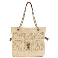 Beige Raffia Jamie Shopping Tote Bag