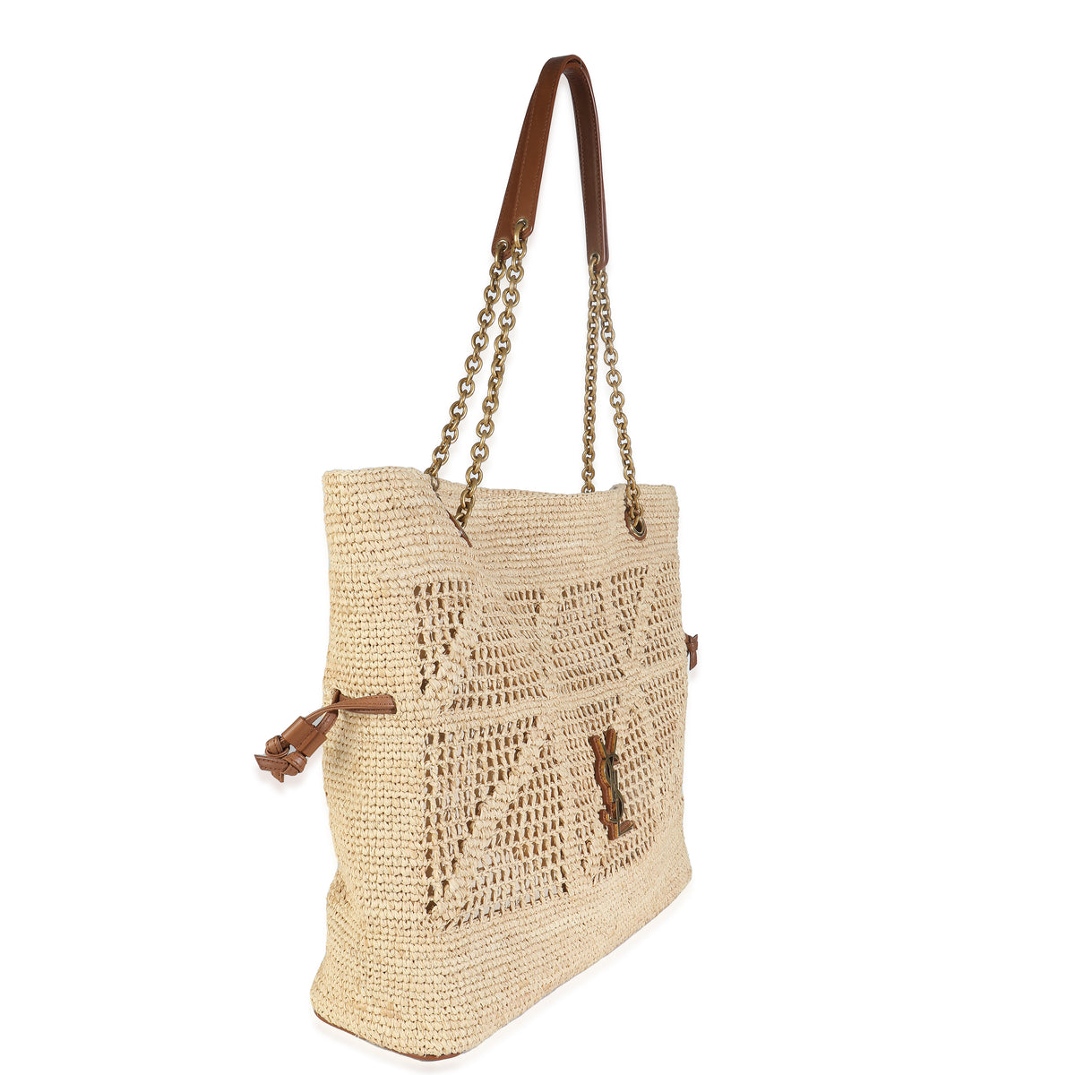 Beige Raffia Jamie Shopping Tote Bag