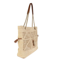 Beige Raffia Jamie Shopping Tote Bag