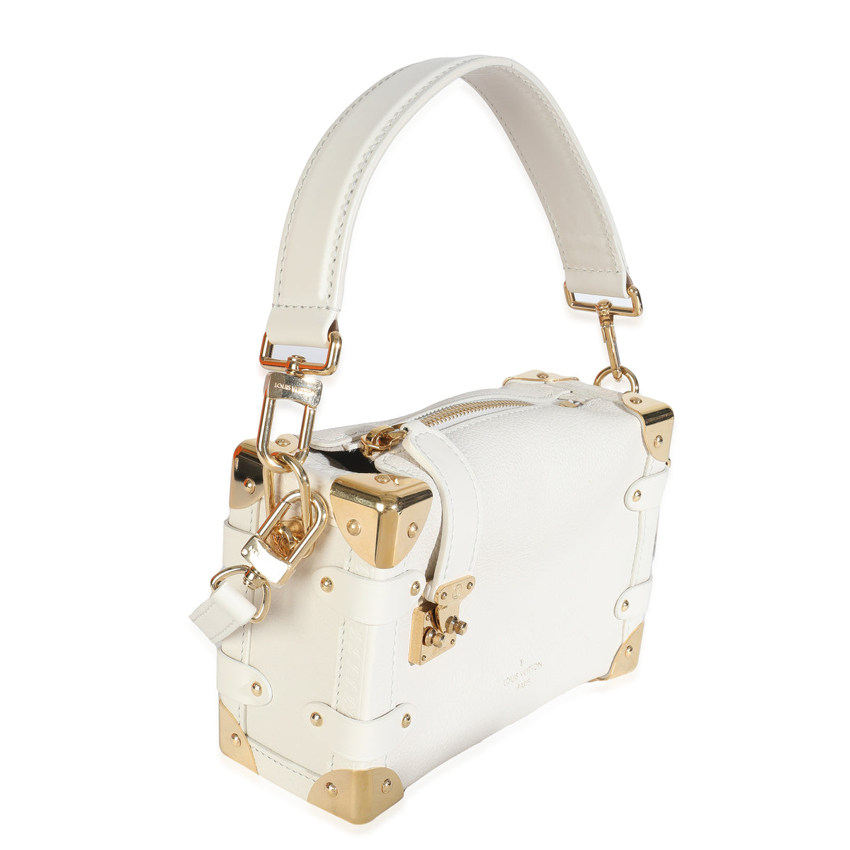 Louis Vuitton Chalk Grained Calfskin Side Trunk PM Handbag pv