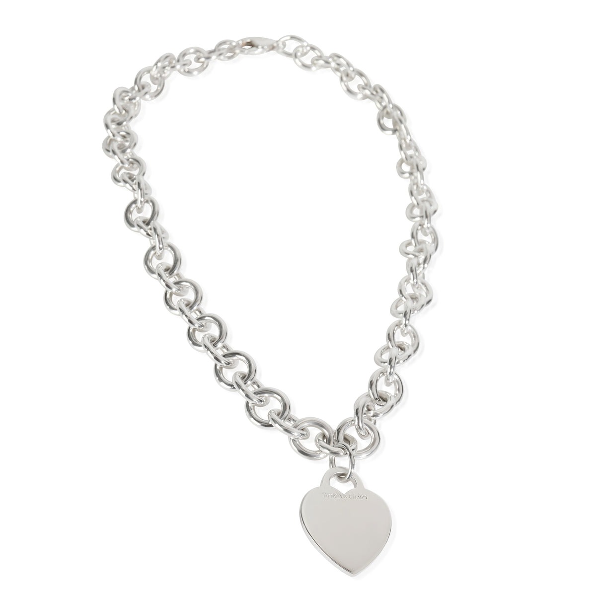 Sterling Silver  Heart Tag Necklace